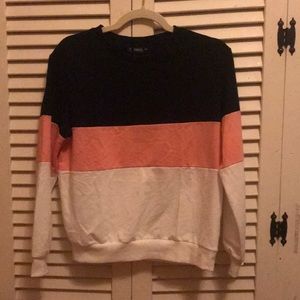 Black/pink/white color block long sleeve